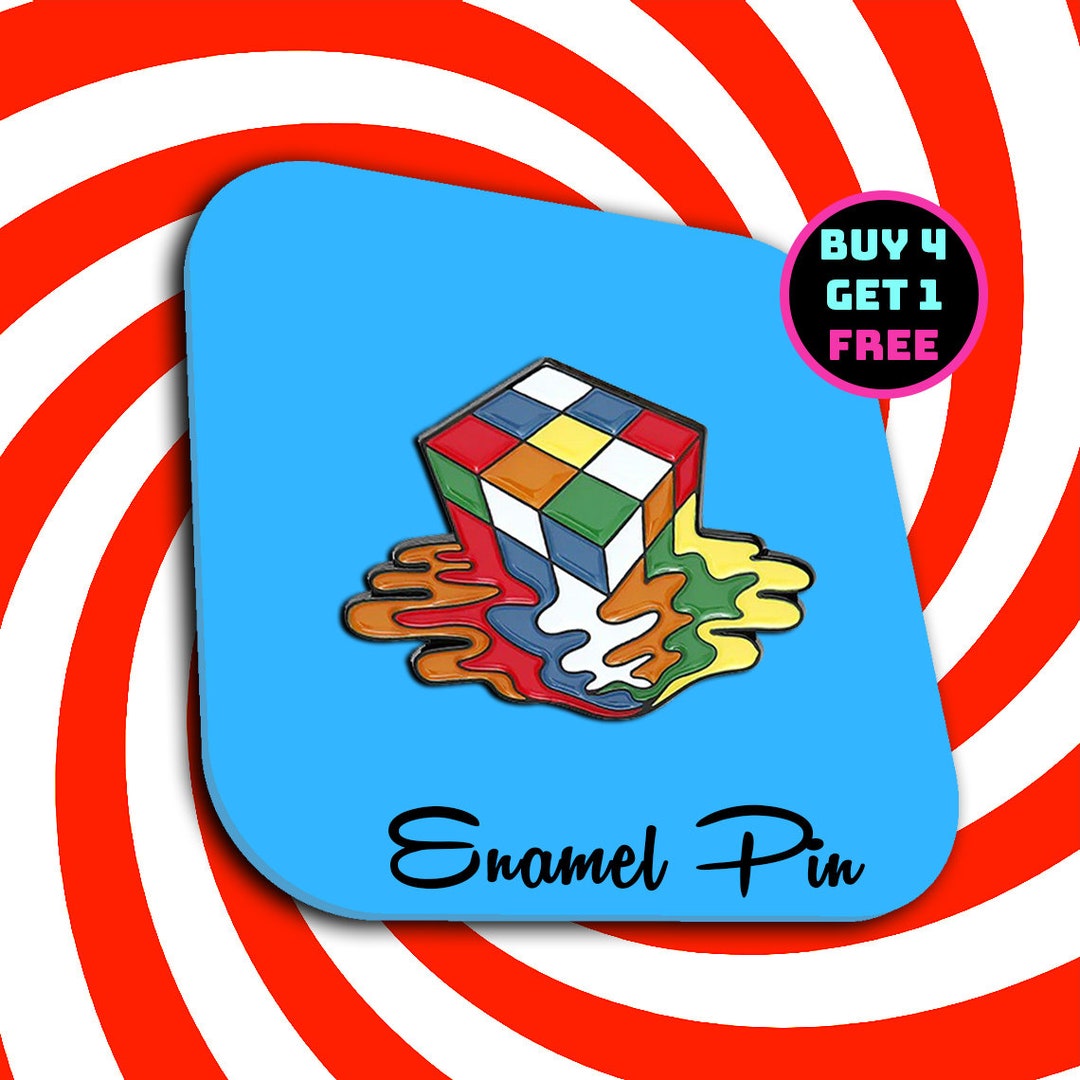 Rubiks Cube Pin Melting Cube Enamel Pin Funny Lapel Etsy