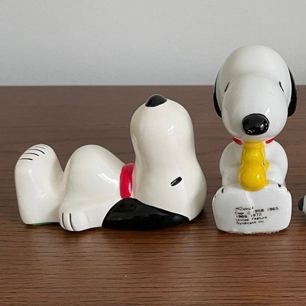 Vintage Snoopy Peanuts Woodstock Ceramic Figurines 1958 1965 1966 1972 Schulz MCM Retro