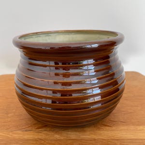 Vintage Brown Glaze Planter Pot 1960s 1970s Retro Boho MCM Mid Century Modern ceramic pottery pot planter brown glaze