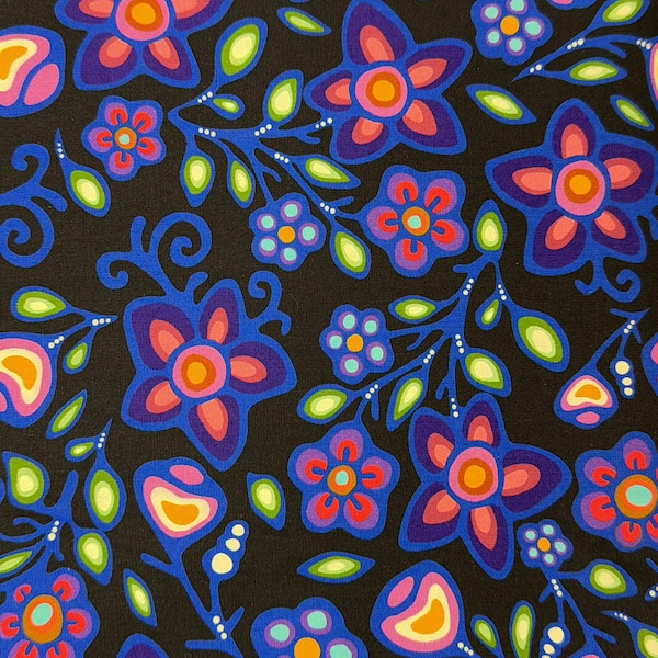 Jackie Traverse Ojibway Florals Cotton 60" Wide- First Nations Fabric - Aboriginal Fabric - Native American Fabric - 100% Cotton - Quilting