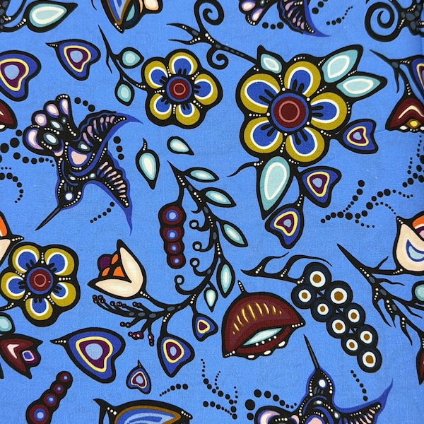 Jackie Traverse Ojibway Florals Cotton 60" Wide- First Nations Fabric - Aboriginal Fabric - Native American Fabric - 100% Cotton - Quilting