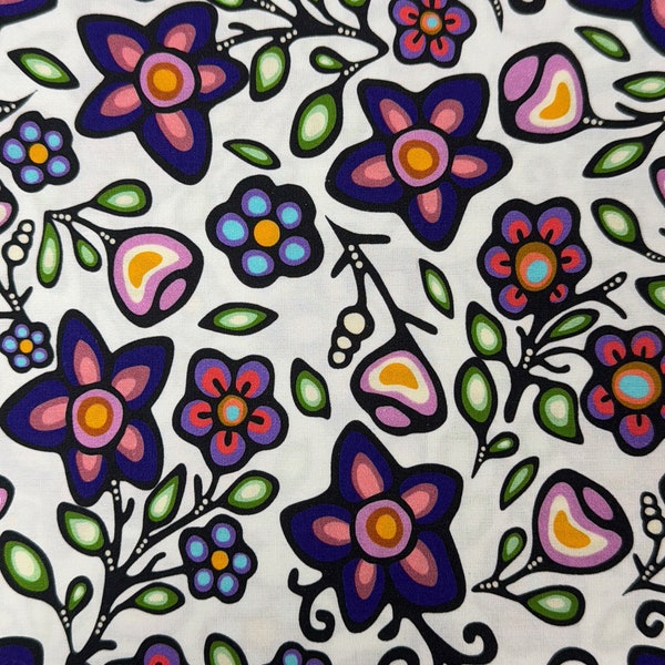 Jackie Traverse Ojibway Florals Cotton 60" Wide- First Nations Fabric - Aboriginal Fabric - Native American Fabric - 100% Cotton - Quilting