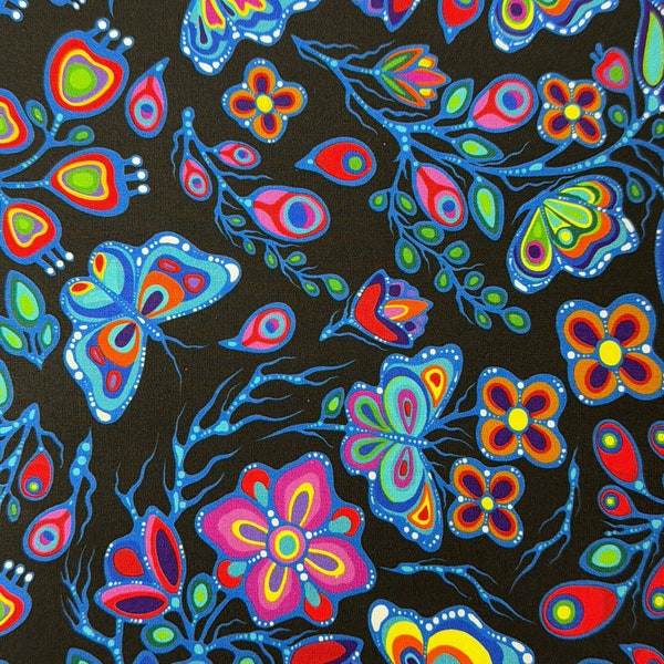 Jackie Traverse Ojibway Florals Cotton 60" Wide- First Nations Fabric - Aboriginal Fabric - Native American Fabric - 100% Cotton - Quilting