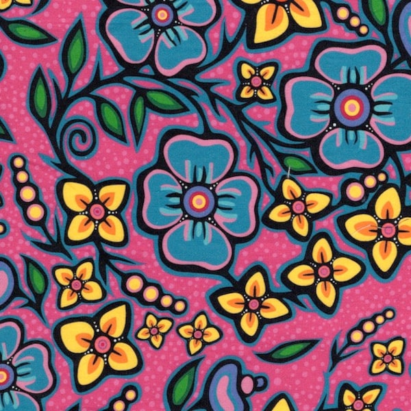 Jackie Traverse Ojibway Florals Cotton 60" Wide- First Nations Fabric - Aboriginal Fabric - Native American Fabric - 100% Cotton - Quilting