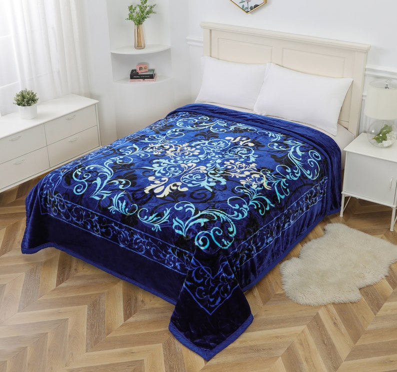 2 Ply Heavy Korean Mink Raschel Queen Size Blanket Plush, Fleece and Warm for Ultimate Comfort
