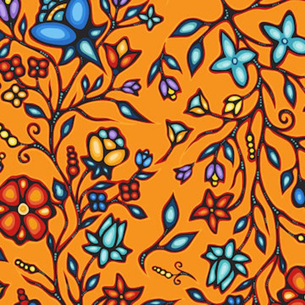 Jackie Traverse Ojibway Florals Cotton 60" Wide- First Nations Fabric - Aboriginal Fabric - Native American Fabric - 100% Cotton - Quilting