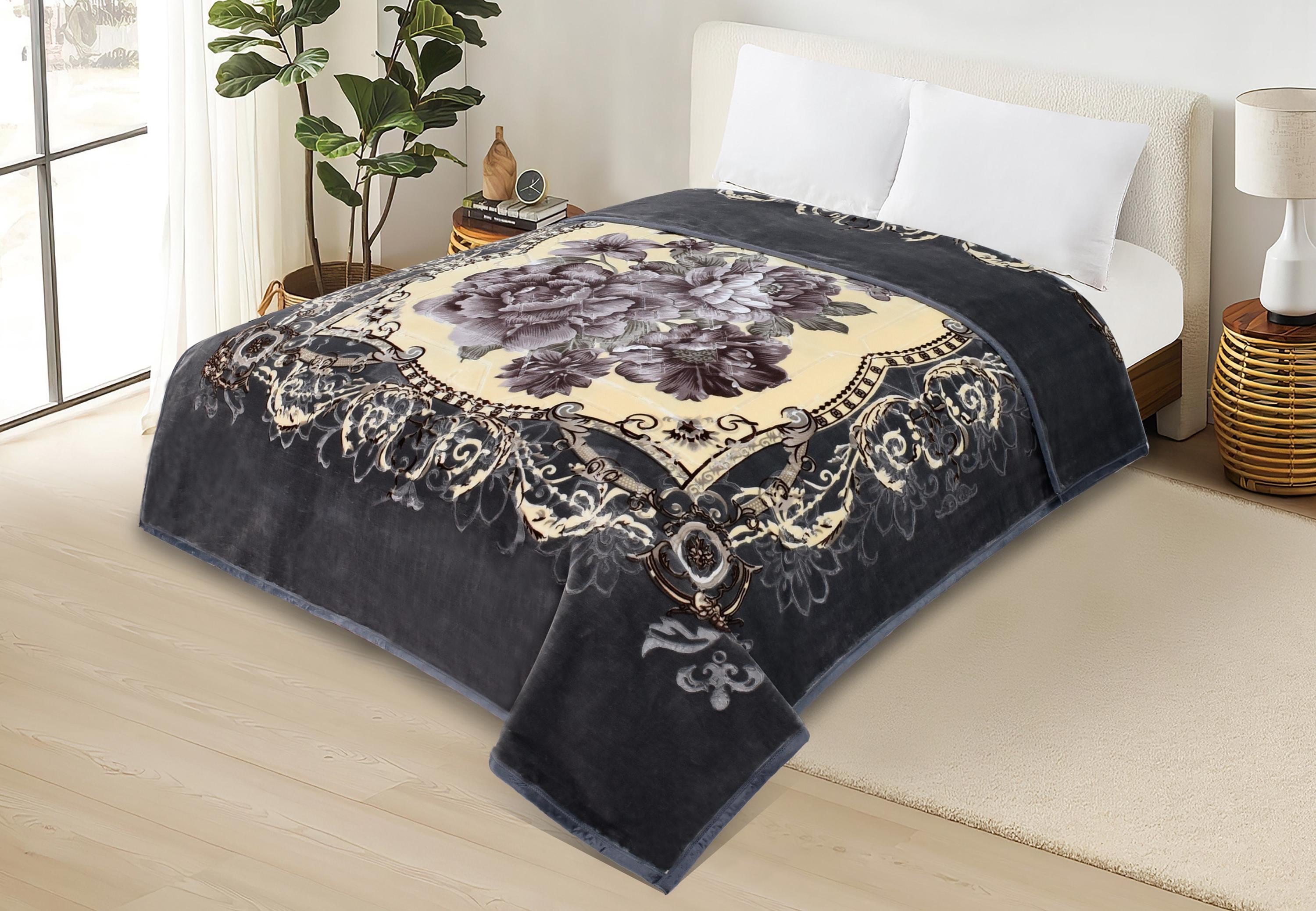Ply Heavy Korean Mink Raschel Queen Size Blanket Plush, Fleece