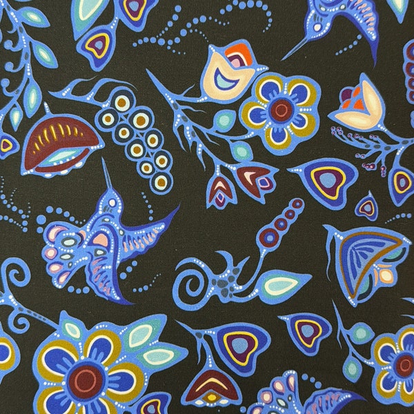 Jackie Traverse Ojibway Florals Cotton 60" Wide- First Nations Fabric - Aboriginal Fabric - Native American Fabric - 100% Cotton - Quilting