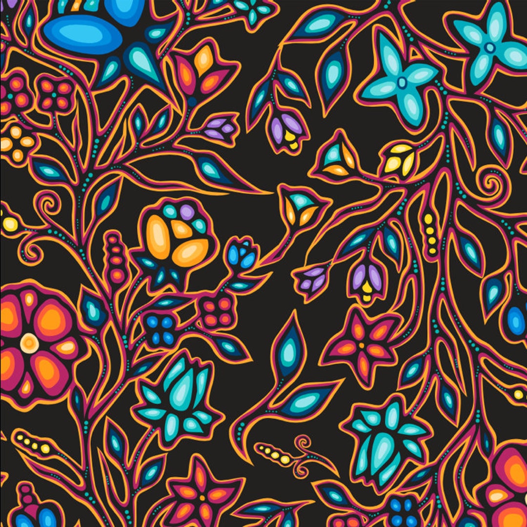Jackie Traverse Ojibway Florals Cotton 60 Wide First Nations Fabric