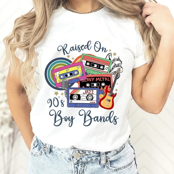 Raised On 90's Boy Band Shirt Gift For Fans, Cassette Tapes Shirt, Classic Rock T-Shirt, Boy Bands Shirt,Old School Music Tee,90's Music Tee