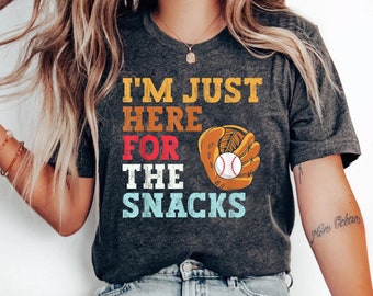 Just Here For The Snacks Baseball Sister Era Youth Baseball Shirt Sports Sister Life Retro Sister Gift Big Little Sister Funny Family Tee