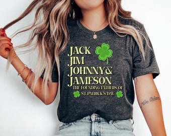 Jack Jim Johnny & Jameson St. Patrick's Day V Neck Shirt | Funny St. Patrick's Day Graphic Shirt | St. Patrick's Day Tee