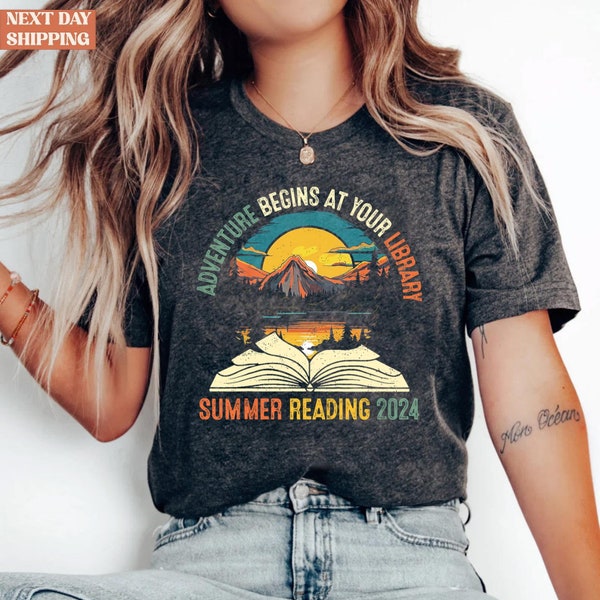 Adventure Begins At Your Library Summer Reading 2024 Vintage T-Shirt, Library T-Shirt, Gift For Librarian, Book Lover Tee, Bookworm Shirt