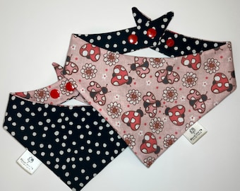 Valentine's Day Dog Bandana / Ladybug Reversible Cat Bandana / Cotton Dog Scarf / Snap On Pet Puppy Bandana /Dog Scarf / Puppy Dog Gift