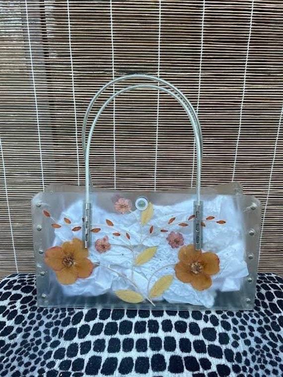 Pressed Flower Clear, Studded Statement Handbag