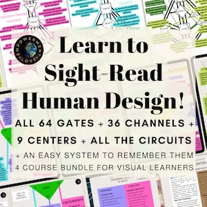 Human Design For Visual Learners, Learn How To Sight-Read Human Design Charts, Human Design Gate Cheat Sheets, Channels, Circuits, & Centers