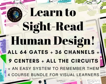 Human Design für visuelle Lerner, Lernen Sie, wie man Human Design-Diagramme vom Blatt liest, Human Design Gate-Spickzettel, Kanäle, Schaltkreise und Zentren