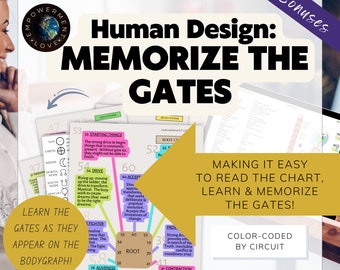 Human Design Gates Study Guide, Human Design Gates&#39; Cheat Sheets, Human Design Chart Reading Tools, Easy To Read