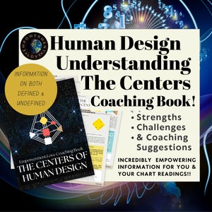 Libro de coaching de Human Design Centers, lectura de gráficos empoderada, comprensión de la experiencia del centro definido e indefinido, amor de coaching elevado