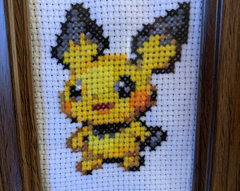 Cuadro punto de cruz Pichu Pokémon
