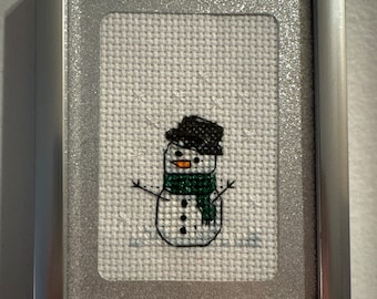 Imagen De Punto De Cruz De Muñeco De Nieve