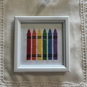 Teacher Crayon Cross Stitch Picture