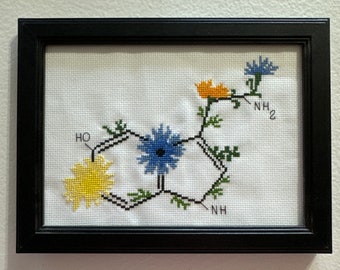 Imagen De Punto De Cruz De La Estructura Molecular De La Serotonina