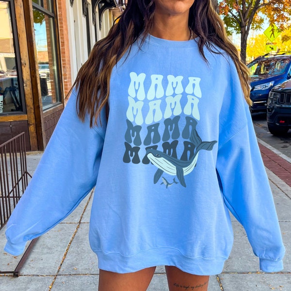 Mama Whale Sweatshirt, Motherhood Sweatshirt, Maternity Clothing, Mom Life Shirt, Mama Sweater, Mothers Day Gift for Beach Lover, Surfer Mom