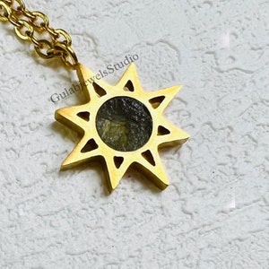 Natural Raw Moldavite Pendant in Sterling Silver | Handmade Pendant | Raw Moldavite Jewelry | Women&#39;s Jewelry | Genuine Moldavite Pendant