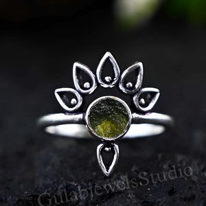 Silber Ring, echter Moldavit Ring, Silber Ring, echter Moldavit Ring, Silber Ring, echter Moldavit Ring