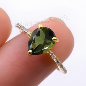 925 Silber Ring,Moldavit Ring,Moldavit Verlobungsring,Unikat Ring,Moldavit Ring,handgefertigter Ring,Weihnachtsgeschenk Silber Ring