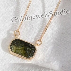 Natural Raw Moldavite Pendant in Sterling Silver | Engagement Pendant | Raw Moldavite Jewelry | Women&#39;s Jewelry | Genuine Moldavite Pendant