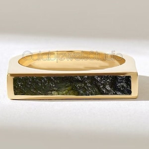 Moldavit Ring, Moldavit Ring, Einzigartiger Moldavit Ring, Meteorit Ring, Echter Moldavit, Ring Handarbeit, Weihnachtsgeschenk Silber Ring