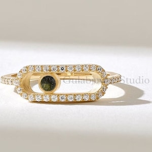 Natürlicher roher Moldavit Ring, einzigartiger Moldavit Ring, Meteoritenring, authentischer Moldavit, Verlobungsring, Geschenk für Frauen, Silberring