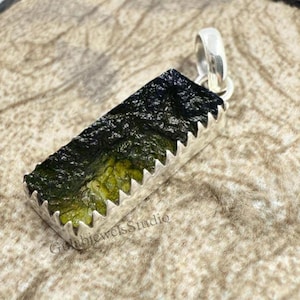 Raw Moldavite Silver Pendant,Hidden Moldavite Pendant Unique Moldavite meteorite Pendant Authentic Moldavite Handmade Best Seller Pendant
