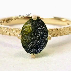 Moldavit Ring, Versteckter Moldavit Ring, Einzigartiger Moldavit Ring, Meteoriten Ring, Echter Moldavit, Handgemachter Ring, Weihnachtsgeschenk Einzigartiger Ring