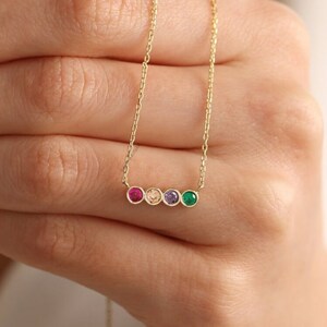 925 Silver Family Birthstone Necklace, Birthstone Gift, Mothers Day Gift, Bridesmaid Gift, Gift for Mom, Mother Gift, Birthstone Jewelry