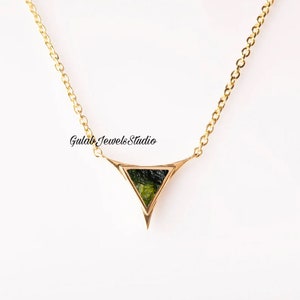 Natural Raw Moldavite Necklace in Sterling Silver | Handmade Necklace | Raw Moldavite Jewelry | Women&#39;s Jewelry | Genuine Moldavite Nevklace