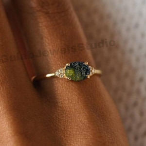 Ovaler Moldavit Ring, echter Moldavit Ring, echter Moldavit Ring, Silber Ring, Silber Ring, Silber Ring, Silber Ring