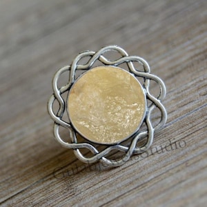 Libyan Desert Glass Flower ring , Silver jewelry Libyan Glass ring, real Libyan Desert Glass Libyan tektite Authentic Libyan desert glass