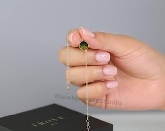 Raw Moldavite Bracelet, Sterling Silver or Gold Filled Chain