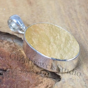 Libyan Desert Glass Pendant Silver jewelry Libyan Glass necklace, real Libyan Desert Glass libyan tektite Authentic desert glass With Chain