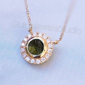 Natural Raw Moldavite Pendant in Sterling Silver | Engagement Pendant | Raw Moldavite Jewelry | Women&#39;s Jewelry | Genuine Moldavite Pendant