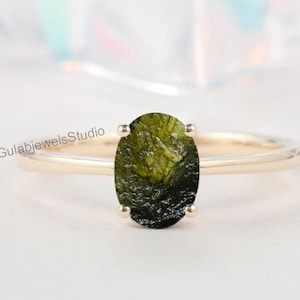 Silberring Silber, echter Moldavit Ring, Meteorit Ring, Silber Ring, echter Moldavit Ring, Silber Ring, Geburtstagsgeschenk