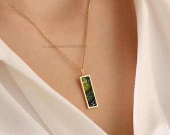 Handmade Moldavite Sterling Silver Pendant Necklace, Raw Gemstone