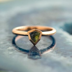 kleiner Moldavit Ring, Moldavit Ring, echter Moldavit Ring, echter Moldavit Ring, Silber Ring, Weihnachtsgeschenk