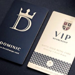 Cartes de visite professionnelles en métal de luxe personnalisées en acier inoxydable, laiton, cuivre, aluminium et plaqué or. Frais minimum 100,00 Livraison gratuite.