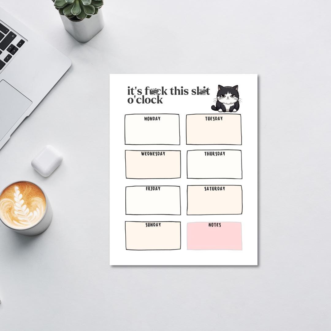 Grumpy Weekly Sarcastic Weekly Planner, Grumpy Weekly Planner, Anti Capitalist ...
