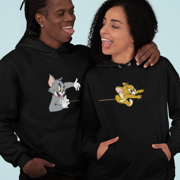 Tom & Jerry Couple Hoodie, Aimez-le, Aimez ses sweats à capuche de couple assortis, Sweatshirts de couple, Cadeaux de couple, Cadeaux meilleurs