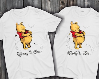 Camicia da mamma a ape, camicia da papà a ape, camicia rivelazione gravidanza, camicia mamma Pooh, camicia abbinata per la famiglia, divertente mamma Tee, nuovo regalo mamma